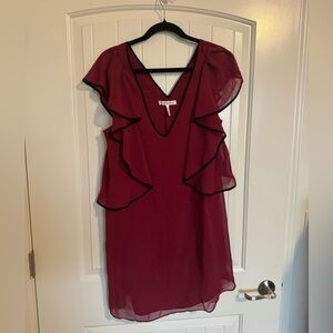 Bcbg red with black trim flowy sleeve tank dress size medium
